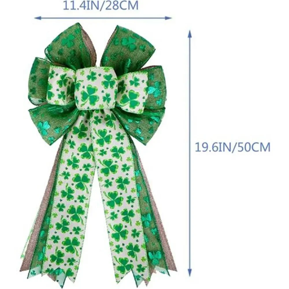 St Patricks Day Bow for Wreath Decorations,St Patricks Day Tree Topper